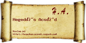 Hegedűs Acsád névjegykártya